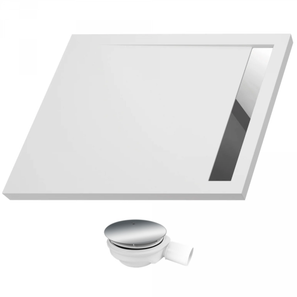 Brodzik 120x100 WEST NEW biały +ruszt stal szcz. +syfon