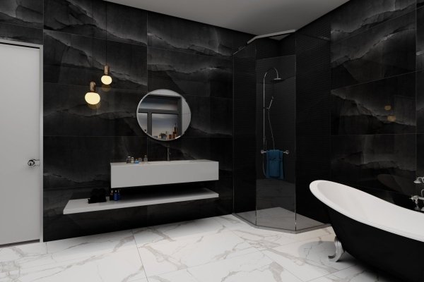 Płytka gresowa ONYX BLACK HIGH GLOSSY 60x120 cm 