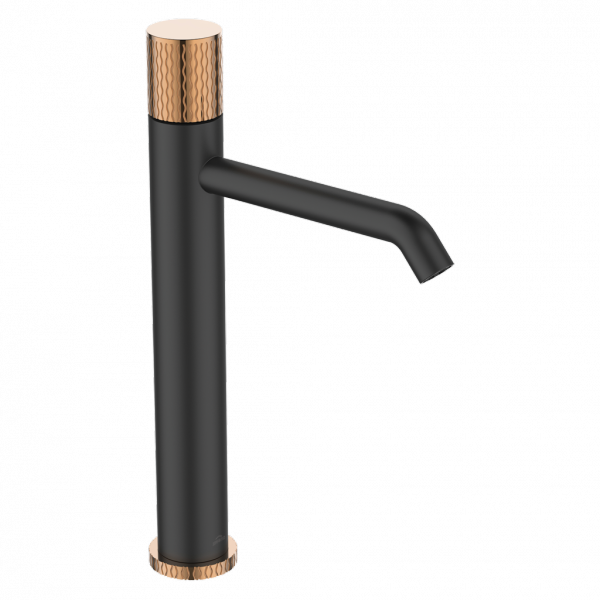 Bateria umywalkowa wysoka Invena Moonlight czarna rose gold