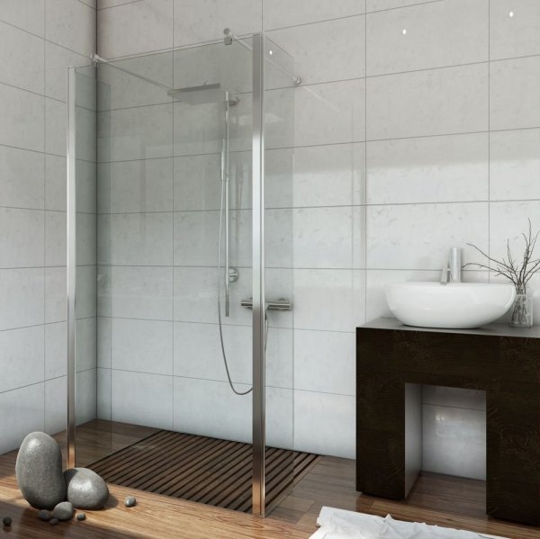 Ścianka prysznicowa z ściankami Easy In 120 cm, szkło transparentne