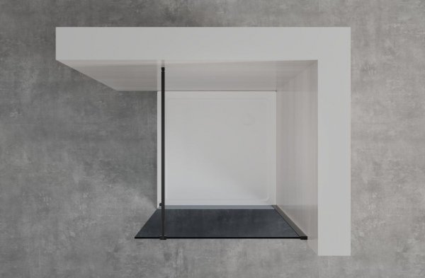 Invena ścianka walk-in 100x200 grafitowa szkło 8 mm hartowane czarny profil