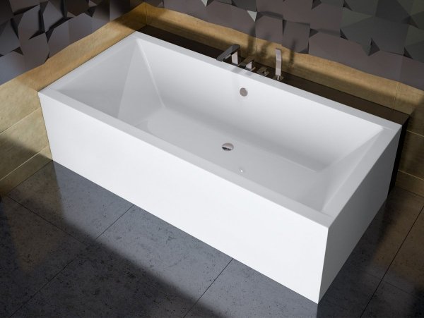 BESCO Wanna 155x70 Quadro z białą obudową + Syfon
