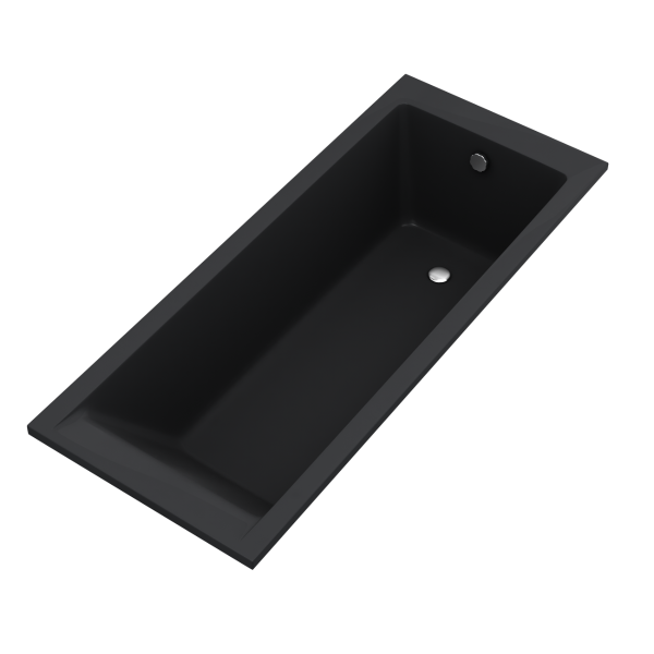 Wanna prostokątna SCHEDPOL KRONOS SLIM 160x70 czarny mat + syfon nogi