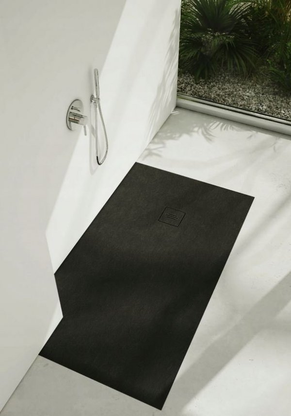 Brodzik kwadratowy kompozytowy  Schedline PROTOS Black Stone 80x80