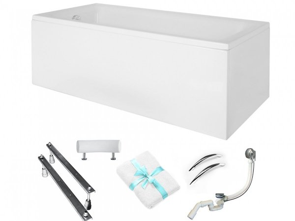 BESCO Wanna 160x75 Talia Premium z białą obudową + syfon