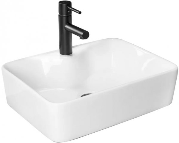 Umywalka ceramiczna nablatowa prostokątna przyścienna REA KELLY biała