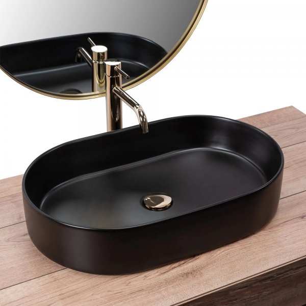 Umywalka ceramiczna nablatowa REA NADIA BLACK MATT czarny mat