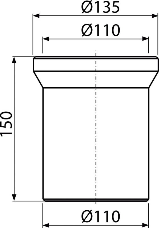 ALCADRAIN Przyłącze do miski WC –  króciec 150 mm z uszczelką