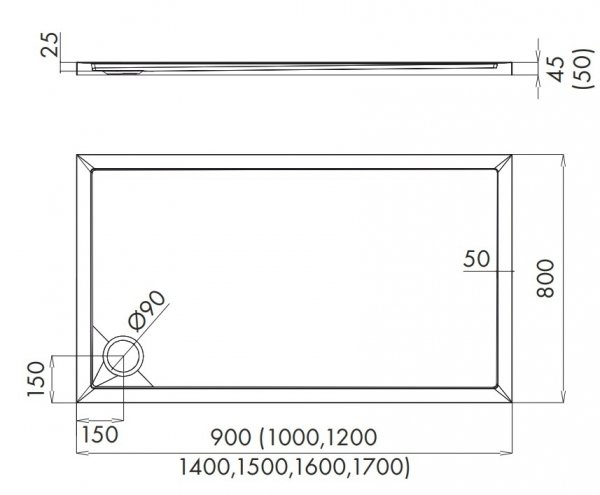 Brodzik prostokątny 80x90x4,5 Corrina New Stabilsound Plus