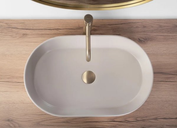 Umywalka ceramiczna nablatowa REA NADIA 60 BEIGE MATT beżowa matowa