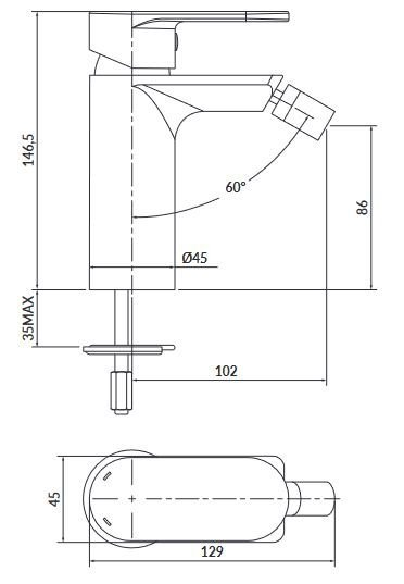 Bateria bidetowa sztorcowa Cresa nkiel S951-317