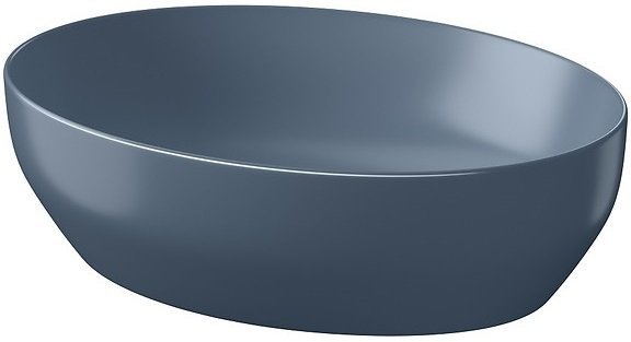 Umywalka ceramiczna nablatowa Larga Elipsa 50x38 cm niebieski mat