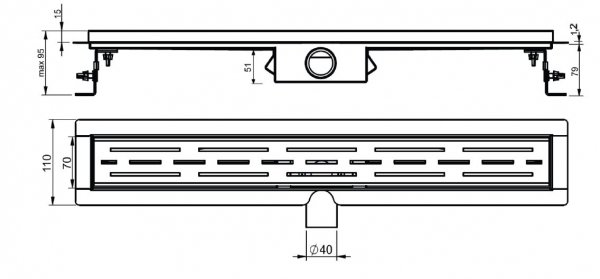 Odpływ liniowy 90 cm do zabudowy pod płytkę XMD013