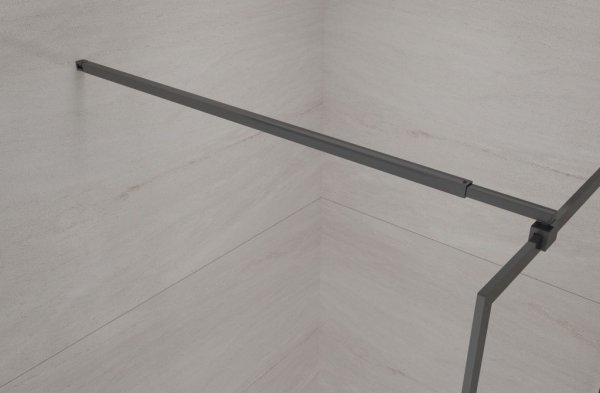 Invena ścianka walk-in 120x200 transparentna czarna rama szkło 8 mm hartowane