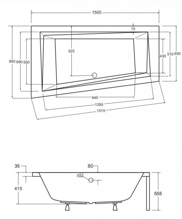 BESCO Wanna 150x85 Intima Lewa + Syfon