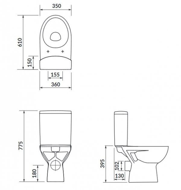 CERSANIT Parva 010 Kompakt WC bezkołnierzowy z wypinaną deską wolnoopadającą