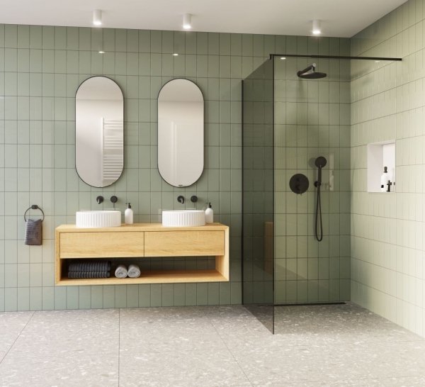 Invena ścianka walk-in 120x200 grafitowa szkło 8 mm hartowane czarny profil
