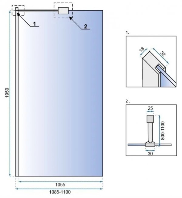 Ścianka prysznicowa walk-in REA AERO N 110 transparent