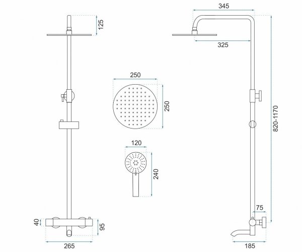 Zestaw natryskowo-wannowy termostatyczny Lungo L. Gold REA-P4114