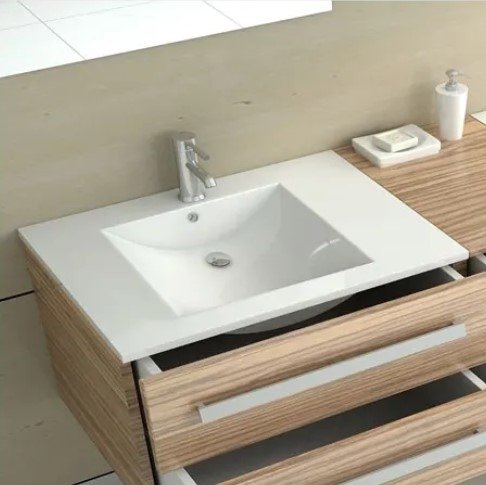 Umywalka wpuszczana w blat ceramiczna REA DAFNE 75 WHITE biała prostokątna