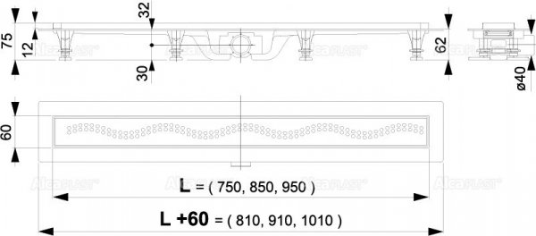 Odpływ liniowy podłogowy APZ8 750 Simple