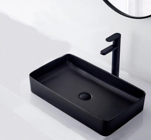 Umywalka ceramiczna nablatowa REA DENIS BLACK MAT czarny mat prostokątna