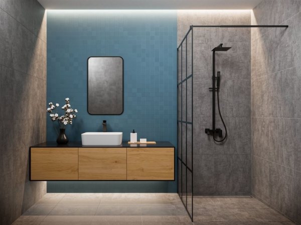 Invena ścianka walk-in 110x200 czarna kratka loft szkło 8 mm hartowane 