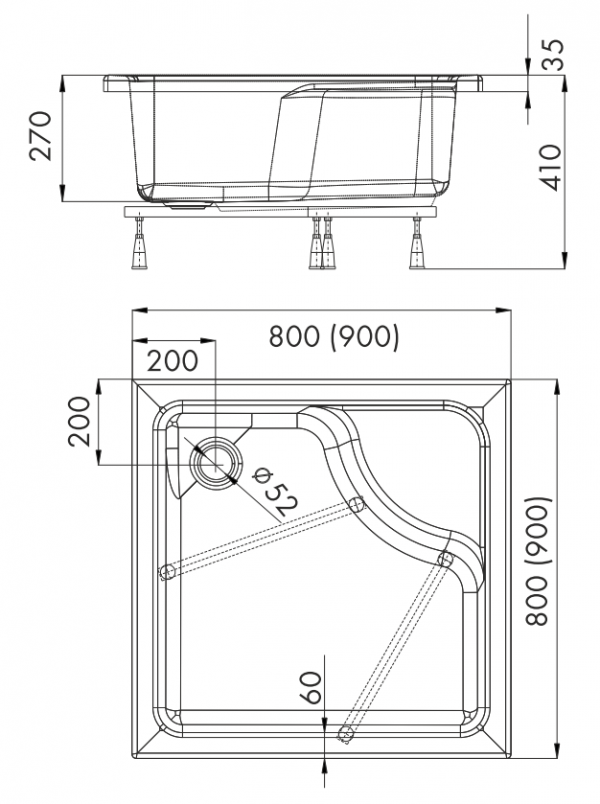 Brodzik 80x80x41 Doris