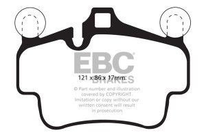 Klocki hamulcowe EBC REDSTUFF tył PORSCHE 911 (997) (Cast Iron Disc Only) 3.8 Carrera GTS 2010-2012