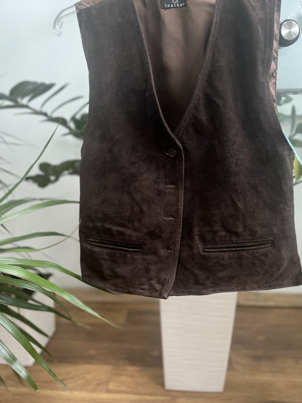 Skórzana brązowa kamizelka Suede Leather Brown 