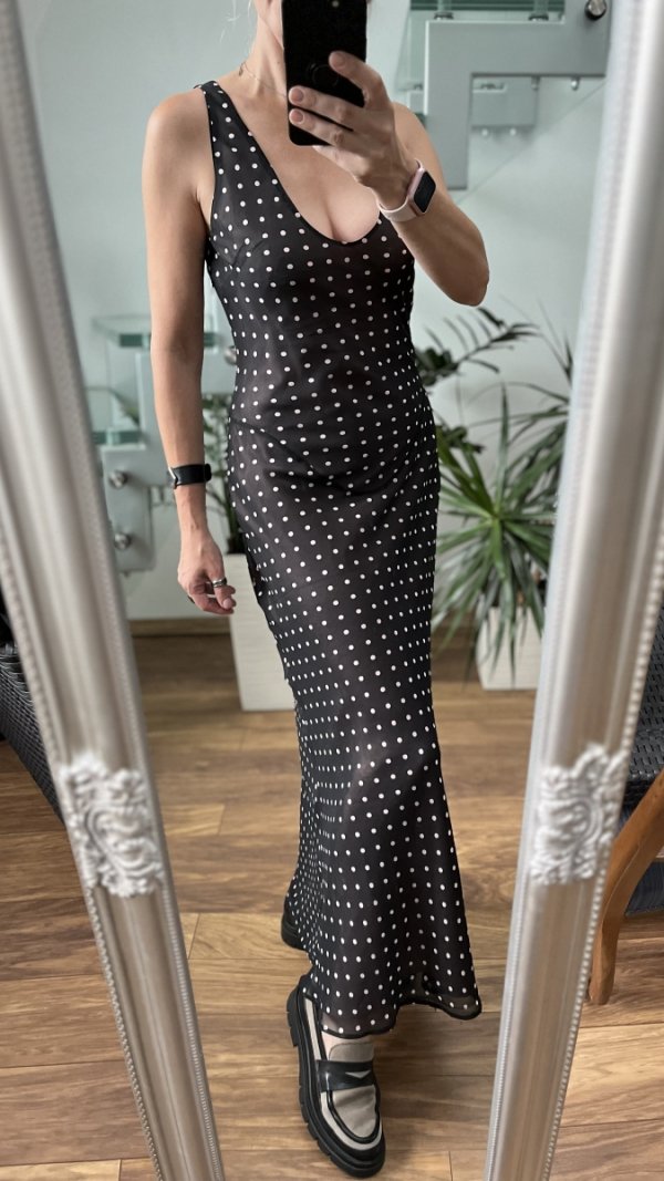 Lekka Sukienka Maxi Dots Retro Brown