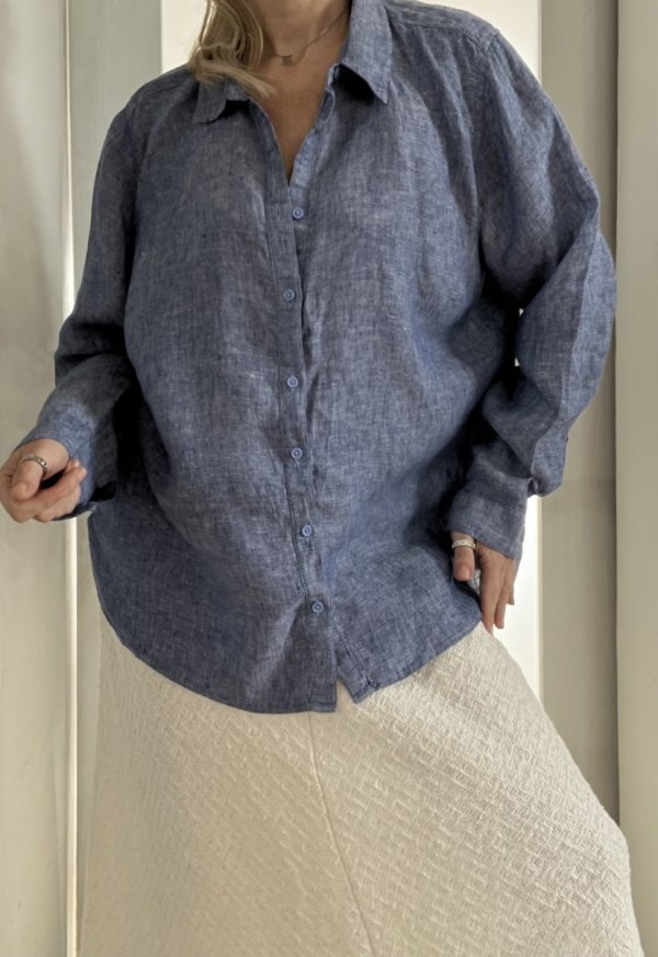 Lniana Koszula M&amp;S Pure Linen Oversize Blue