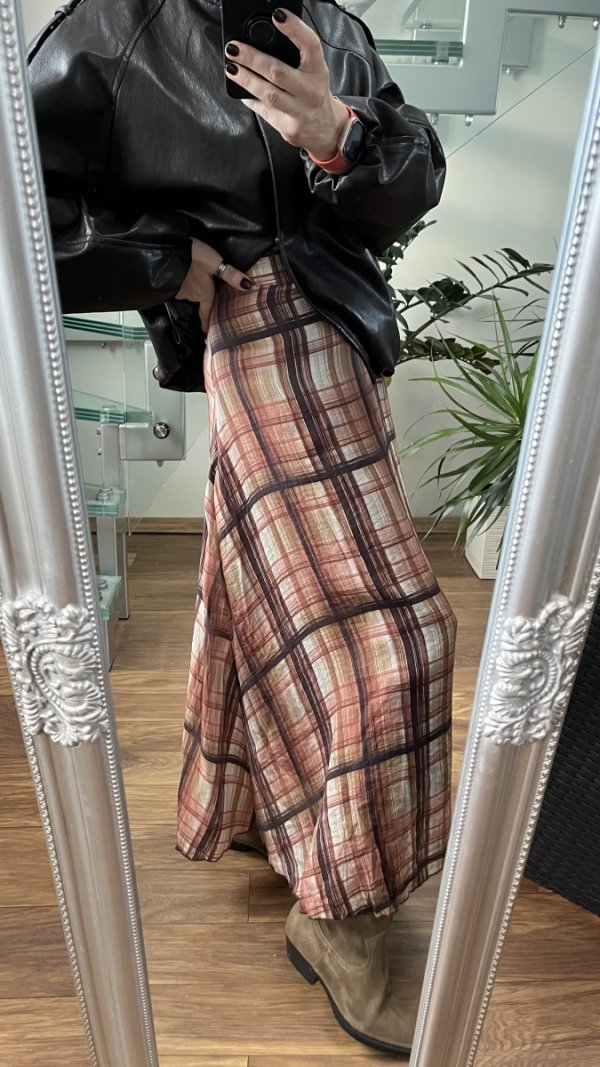 Spódnica Zara Beige Brown midi boho