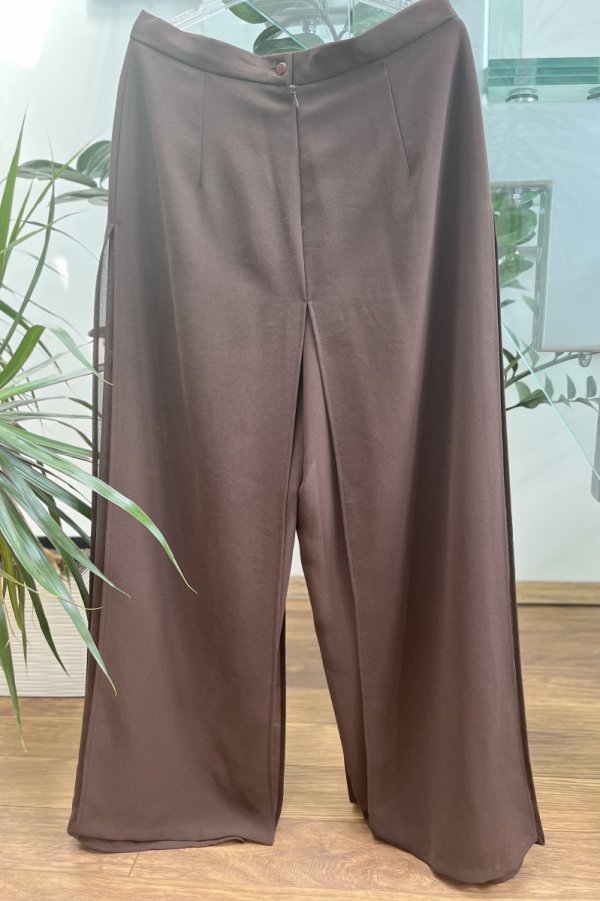 Brązowe Spodnie Szeroka Nogawka Lato Vintage