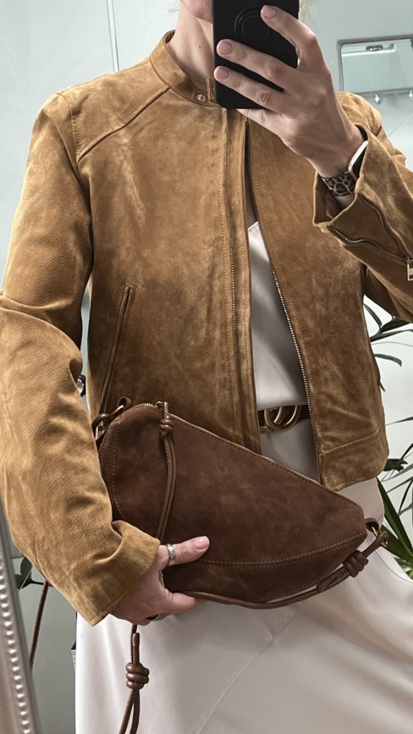 Kurtka Skórzana Zara Suede Minimalist Chic