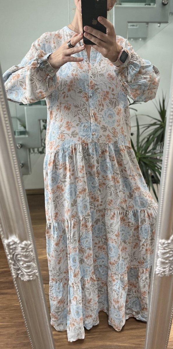 Sukienka Maxi Kwiaty Pastele Boho Romantic