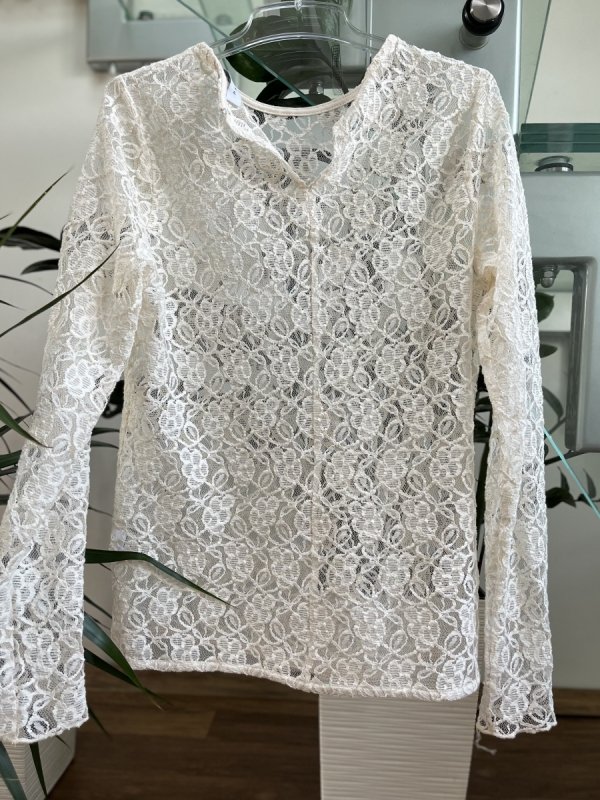 Bluzka Koronkowa Crochet Kremowa