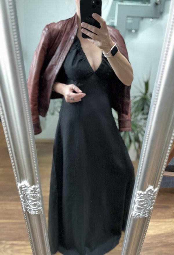 Długa Maxi Sukienka Reserved Len Lino Black
