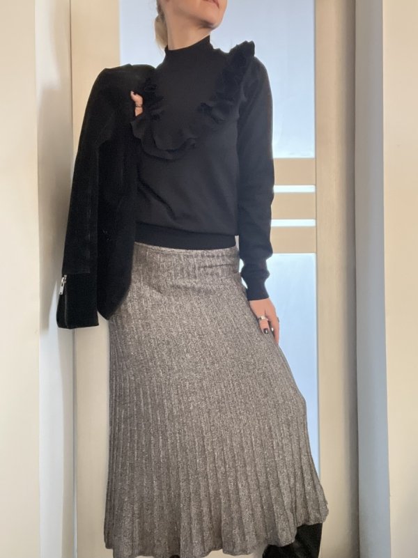 Spódnica dzianinowa M&amp;S szara midi casual chic
