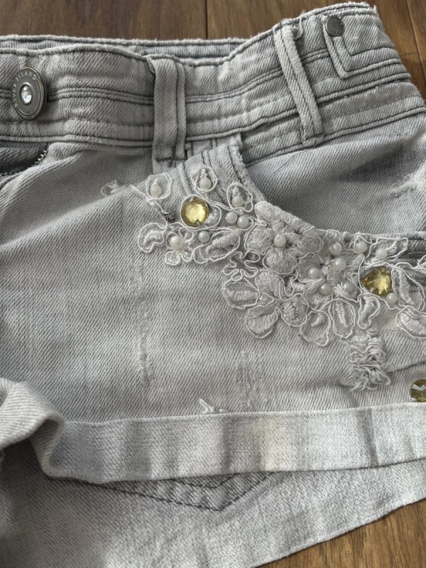 Szare Szorty River Island Zdobienia Dżety Grey
