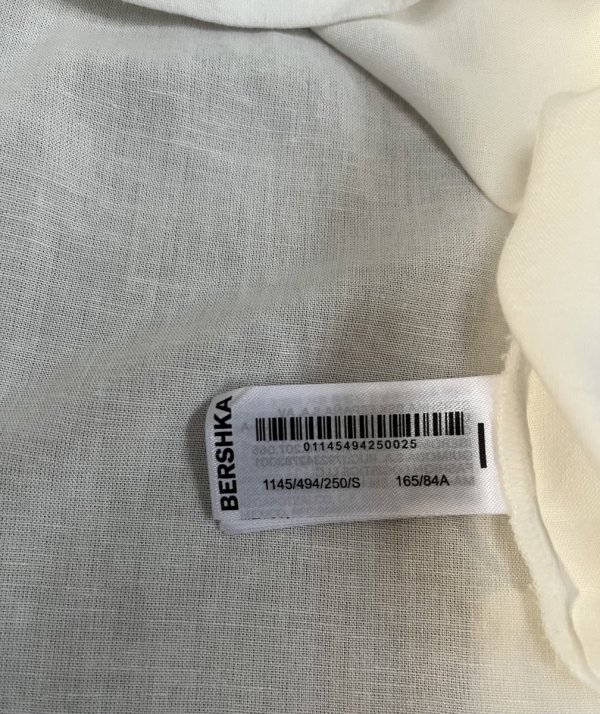 Swobodna Biała Lekka Koszula Len Bershka Oversize