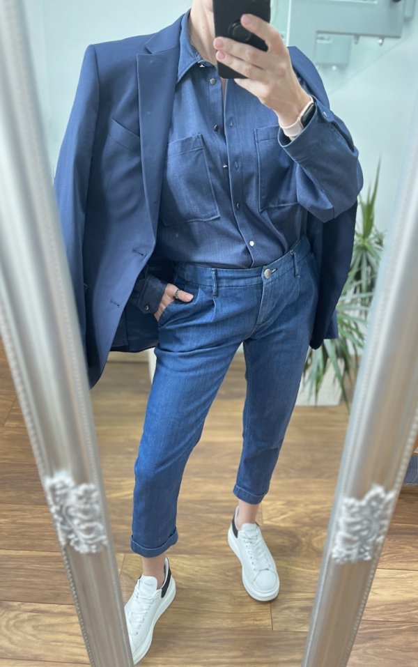 Jeansowe Spodnie River Island Loose Fit Blue