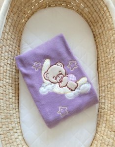 Kocyk polarowy dla niemowląt - Dobranoc fioletowe