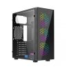 GEMBIRD OBUDOWA FORNAX 500 MIDI-TOWER (2X USB 3.1, 1X USB 2.0, HD AUDIO, SZKLANY PANEL BOCZNY, PODŚWIETLENIE ARGB) CZARNA
