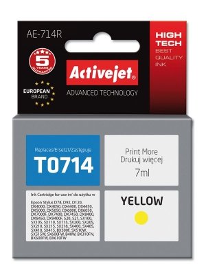 Tusz Activejet AE-714R (zamiennik Epson T0714, T0894, T1004; Premium; 7 ml; żółty)