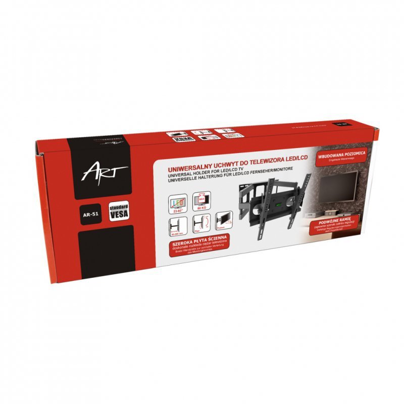 UCHWYT DO TV LCD/LED 23-60&quot; 50KG AR-51 ART reg. pion/poziom 40cm