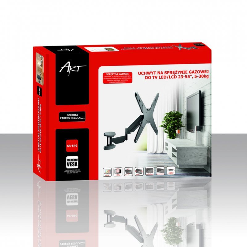 UCHWYT DO TV LED/LCD 23-55&quot; 30KG AR-84G reg. pion/poziom GAZOWY