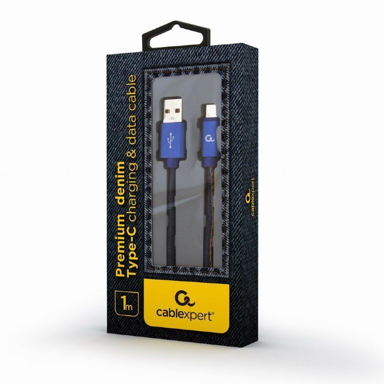 GEMBIRD KABEL USB TYPE-C (METALOWE WTYKI, OPLOT NYLONOWY W KOLORZE DENIM - JEANS) 1M