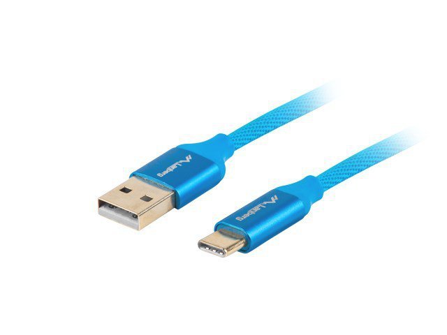 Kabel Lanberg Premium QC 3.0 CA-USBO-22CU-0010-BL (USB 2.0 typu A M - USB typu C M; 1m; kolor niebieski)