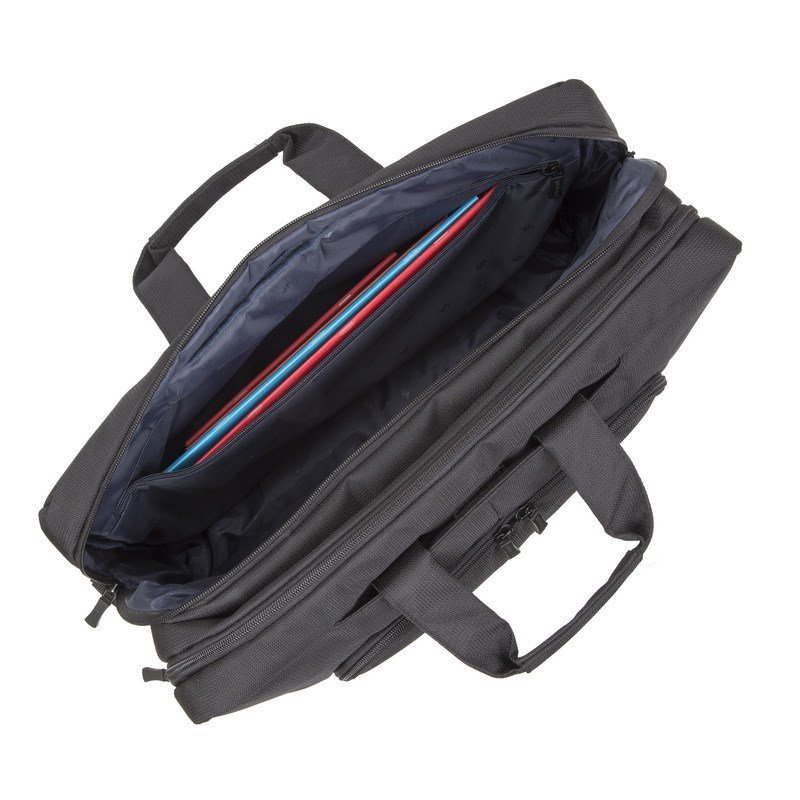 RIVACASE TORBA NA LAPTOP 17,3&quot; TEGEL, CZARNA, MATERIAŁ WODOODPORNY, KIESZENIE NA TABLET 10,1&quot;, SMARTFON, DOKUMENTY, AK